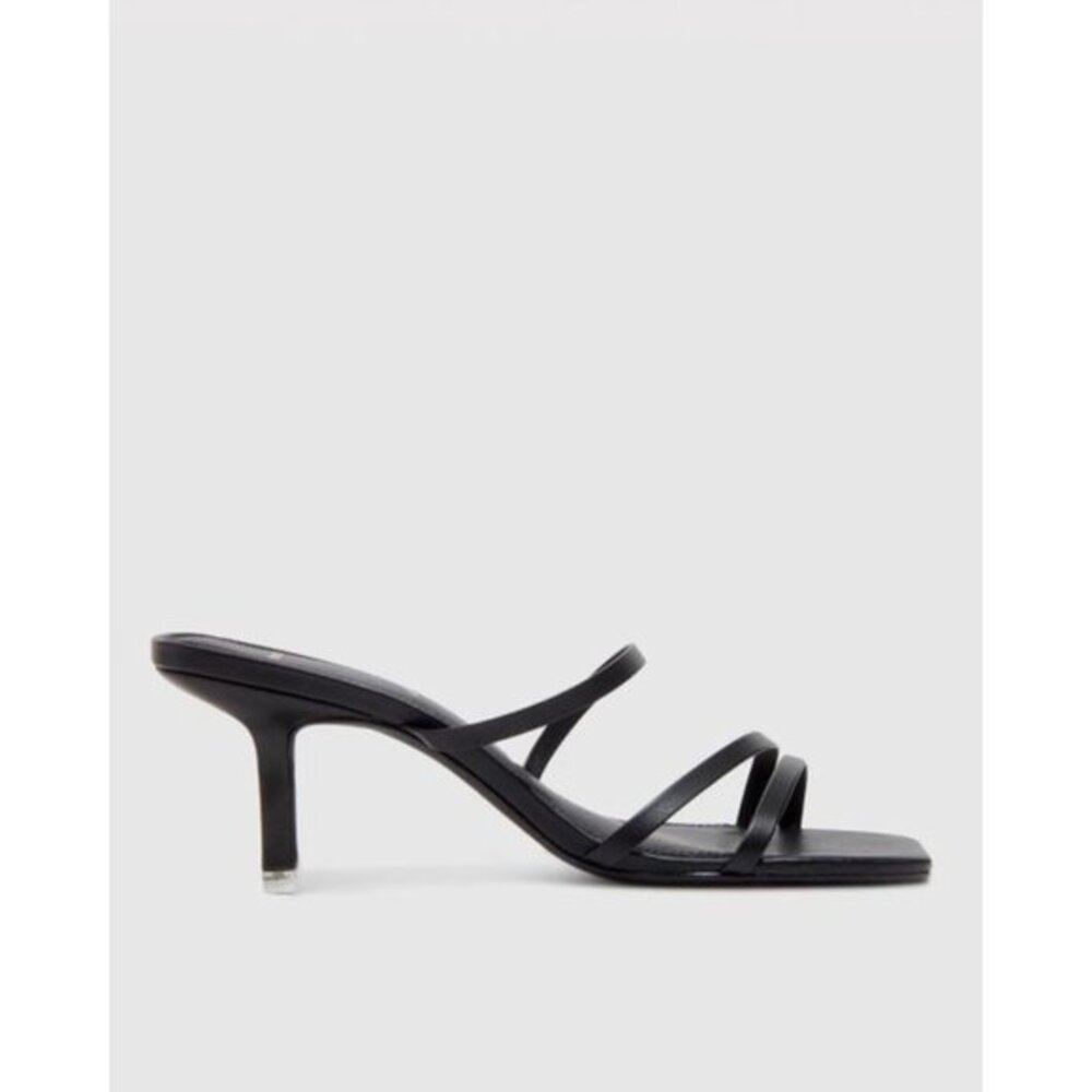 BLACK SUEDE STUDIO Felicity Women's Black Leather sandals heels size 37.5